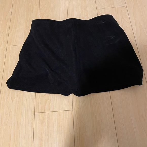 Black Mini Skirt with Front Slits - Picture 2 of 4
